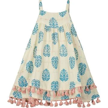 Poppet & Fox Mousehole Dress | Cream With Turquoise Tree Paisleys 1 Poppet & Fox Mousehole Dress | Cream With Turquoise Tree Paisleys