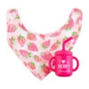 Silicone Straw Cup And Bib Set-Berry