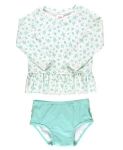 Ruffle Butts Scalloped Long Sleeve Rash Guard 2-Piece - Whimsical Charm