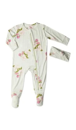 Baby Grey Footie 2-Piece - Peony