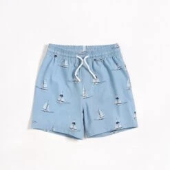 Petit Lem - Sailboats On Dusty Blue Swim Trunks