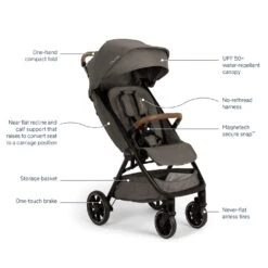 Nuna TRVL LX Stroller + PIPA Urbn Travel System -Baby Go Round Store 24 018 TRVLlxPIPAurbn TS Granite Features US