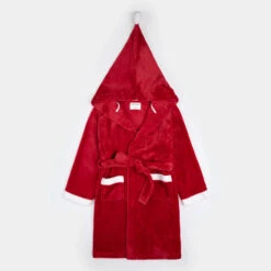 Petit Lem Scarlet Holiday Plush Hooded Robe | Red