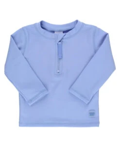 Ruffle Butts Periwinkle Blue Long Sleeve Zipper Rash Guard