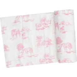 Angel Dear Farm Toile Pink Swaddle Blanket