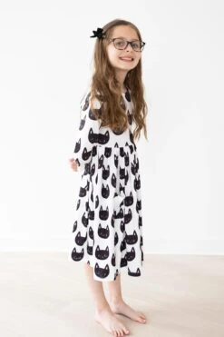 Mila And Rose Purrfect 3/4 Sleeve Pocket Twirl Dress
