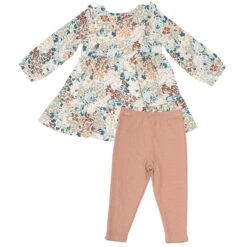 Angel Dear Painted Fall Floral Ruffle Tiered Dress And Legging