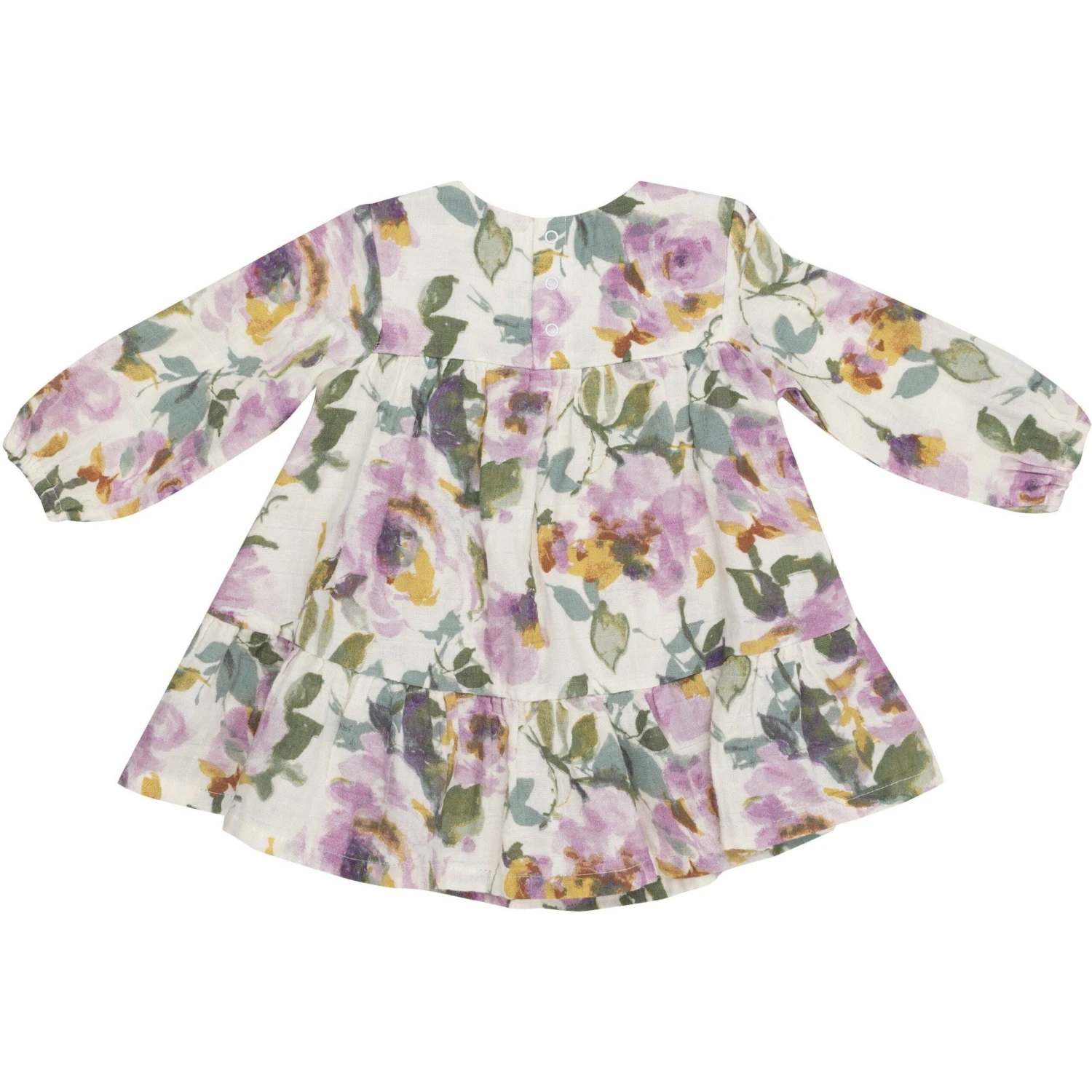 Angel Dear Watercolor Rose Smocked Ruffle Dress With Crochet Trim And Ribbed Legging 2 Angel Dear Watercolor Rose Smocked Ruffle Dress With Crochet Trim And Ribbed Legging - Image 2