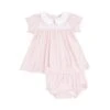 Angel Dear Solid Classic Pink Smocked Peterpan Collar Dress & Ruffle Leg Bloomer