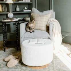 Oilo Small Stationary Oval Ottoman With Wood Base -Baby Go Round Store AAAOiloStudio ATP 92