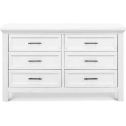 Monogram By Namesake Emory Farmhouse 6-Drawer Dresser -Baby Go Round Store B14516LW White Background 01 4c622a2f b19d 4c21 aa14 6fe148e1bd35