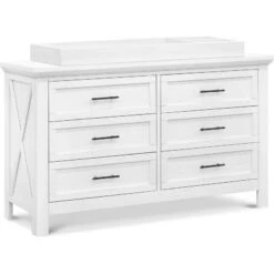 Monogram By Namesake Emory Farmhouse 6-Drawer Dresser -Baby Go Round Store B14516LW White Background 03 bf620f0e 8a3e 487b a9d0 9575c53ed0a1
