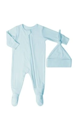 Baby Grey Footie 2-Piece - Whispering Blue