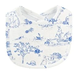 Baby Club Chic Blue Toiled Bunnies Printed Bib