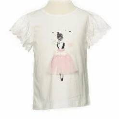 Doe A Dear Flutter Lace Sleeve Ballerina Tee