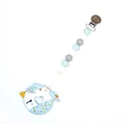 Loulou Lollipop Blue Unicorn Donut Teether With Holder Set -Baby Go Round Store Blue Unicorn Donut Holder Set Blue Grey