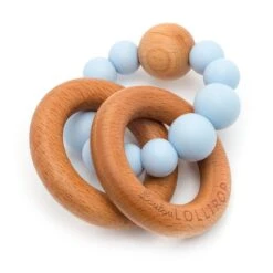 Loulou Lollipop Bubble Wood + Silicone Teether -Baby Go Round Store Bubble BabyBlue