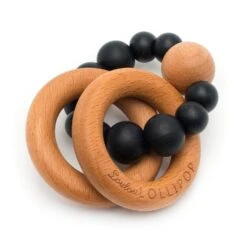Loulou Lollipop Bubble Wood + Silicone Teether -Baby Go Round Store Bubble Black