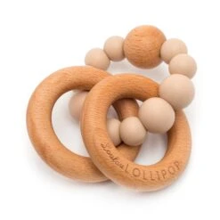 Loulou Lollipop Bubble Wood + Silicone Teether -Baby Go Round Store Bubble Toasted Oats