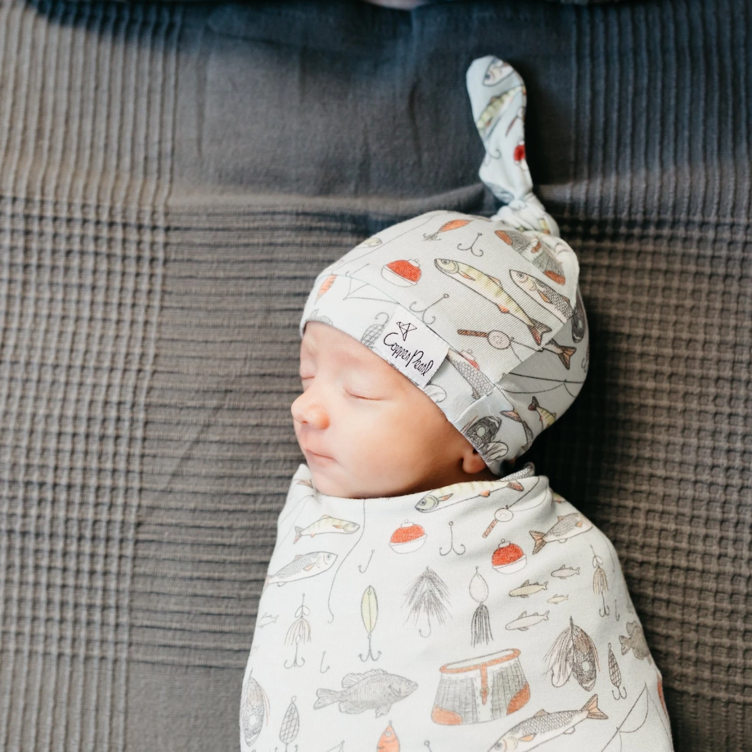 Copper Pearl Knit Swaddle Blanket | Trout 6 Copper Pearl Knit Swaddle Blanket | Trout - Image 6