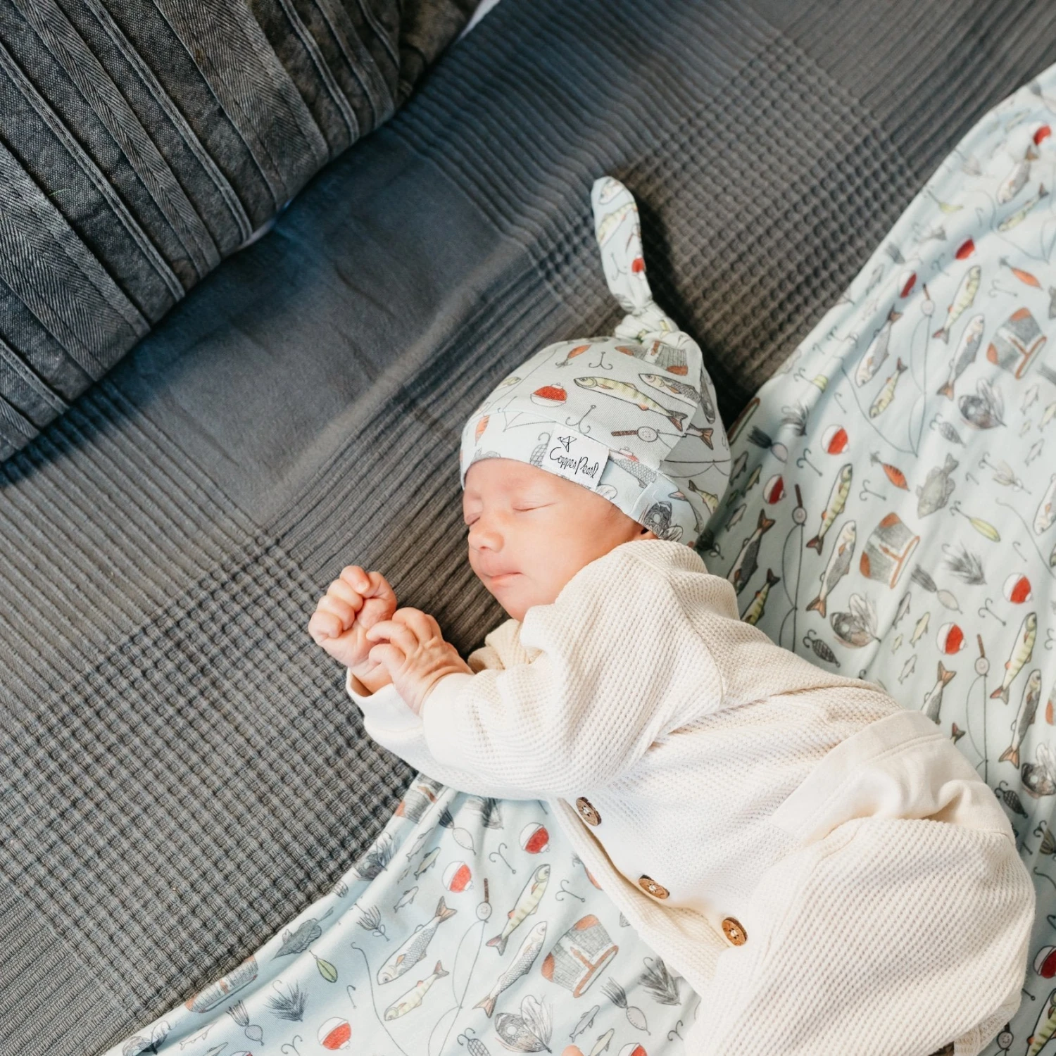 Copper Pearl Knit Swaddle Blanket | Trout 12 Copper Pearl Knit Swaddle Blanket | Trout - Image 12