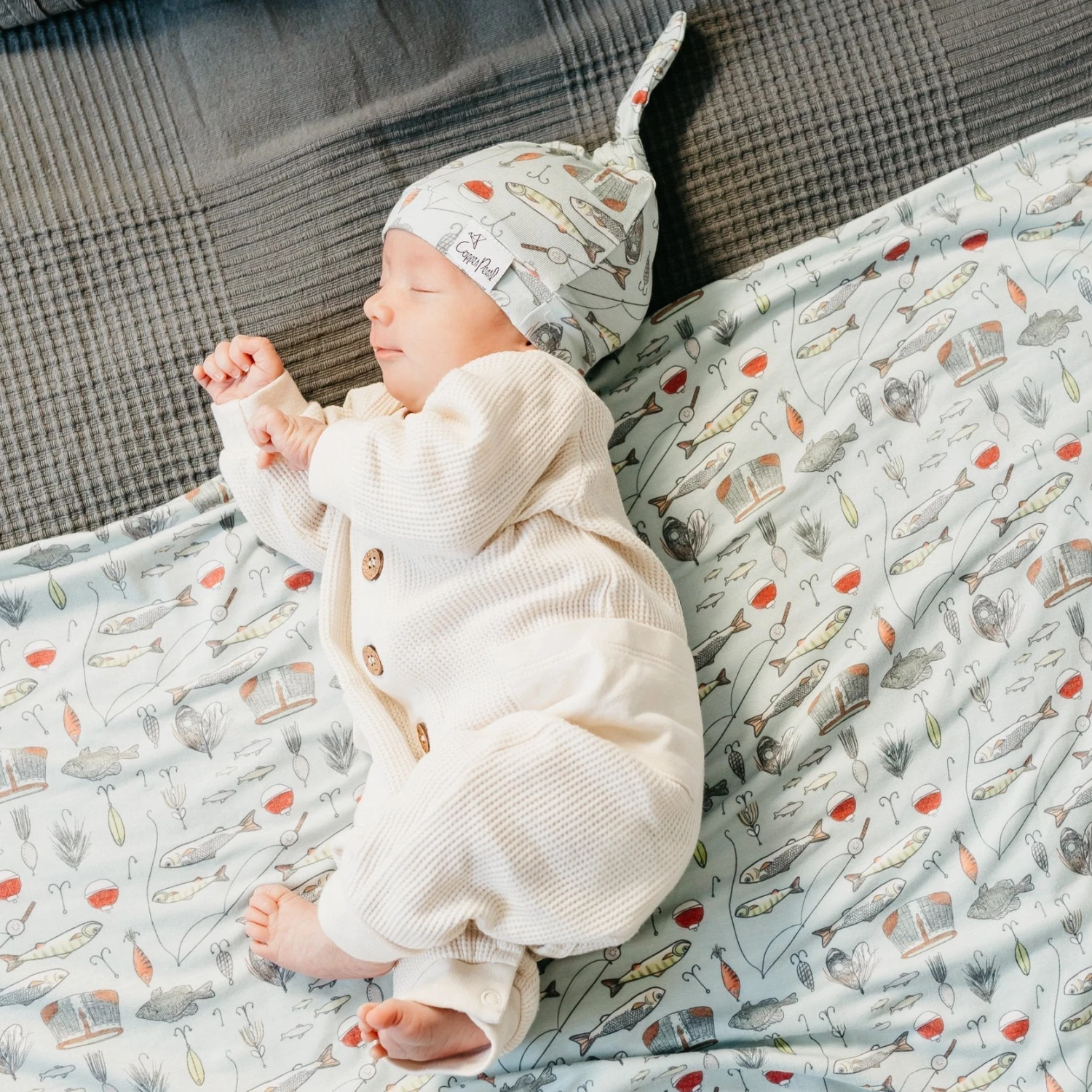 Copper Pearl Knit Swaddle Blanket | Trout 10 Copper Pearl Knit Swaddle Blanket | Trout - Image 10