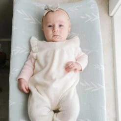 Saranoni Cotton Muslin Changing Pad Cover - Olive Branch -Baby Go Round Store Changingpad