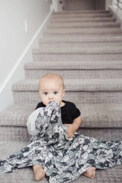 Copper Pearl Knit Swaddle Blanket - Urban -Baby Go Round Store Copy of EmmyLowePhotoCopperPearlFeb12 112