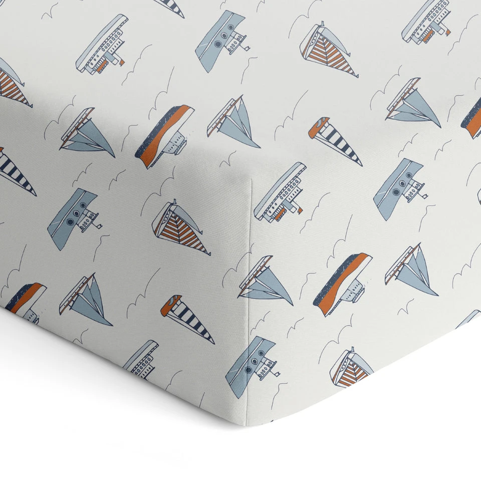 Coccoli Crib Sheet- Cream Boats 1 Coccoli Crib Sheet- Cream Boats