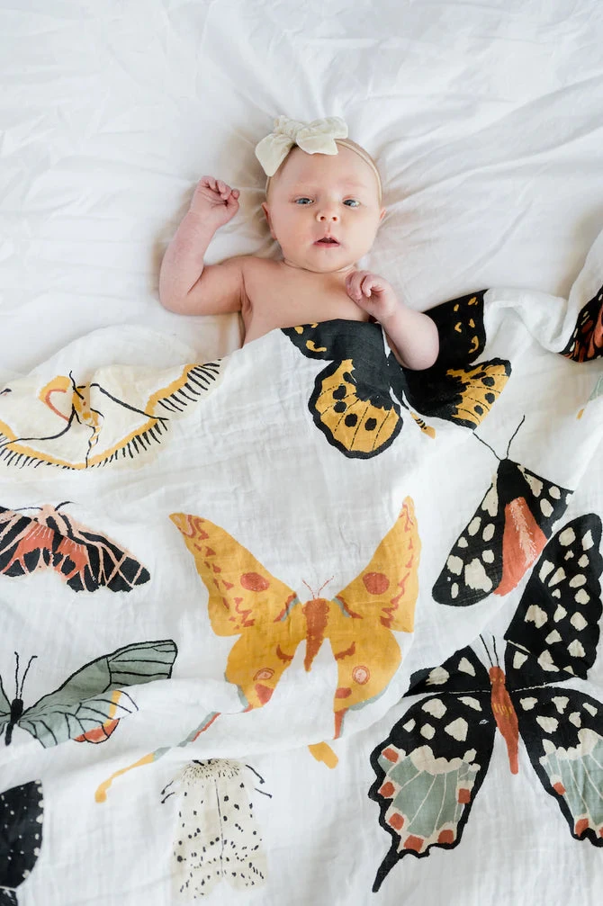 Clementine Kids Swaddle Blanket- Butterfly Collector 2 Clementine Kids Swaddle Blanket- Butterfly Collector - Image 2