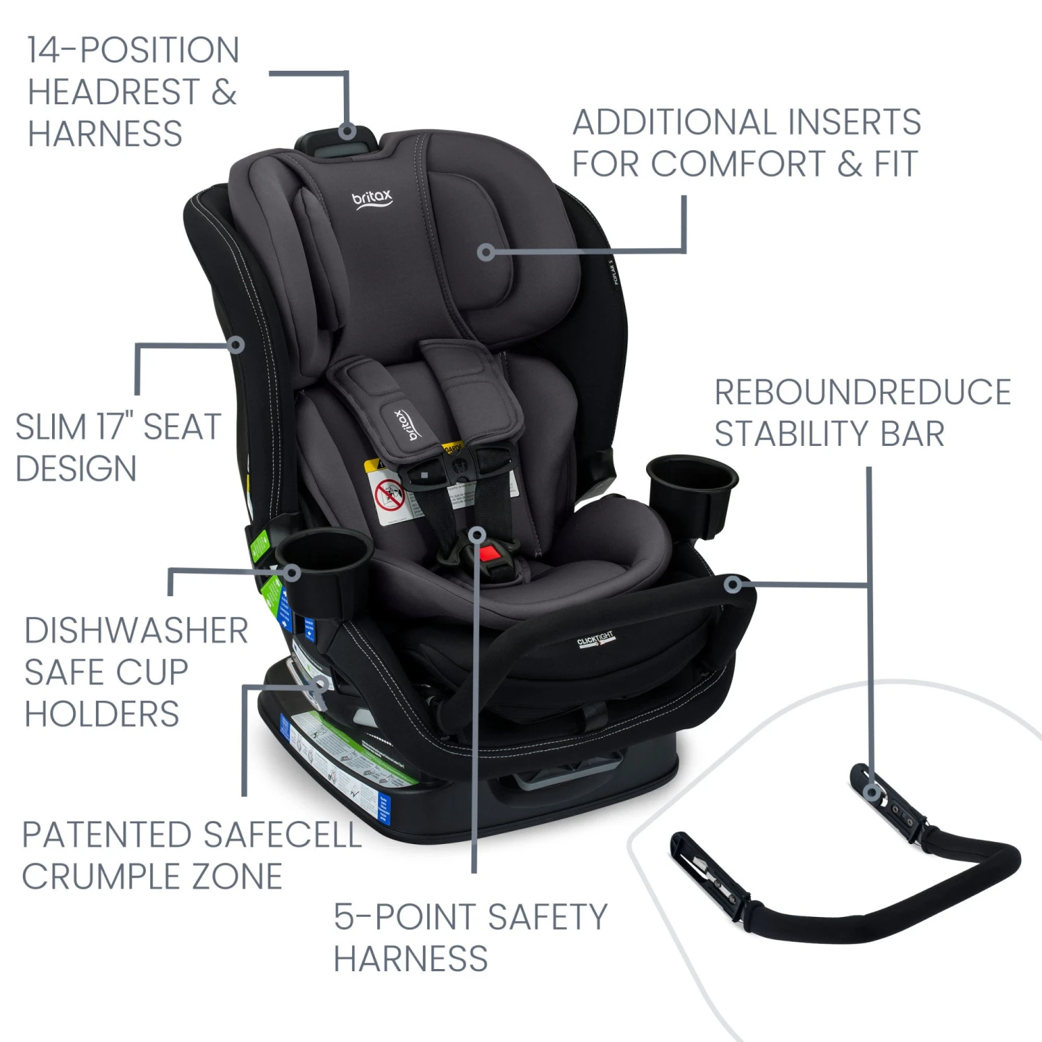 Britax Poplar S Convertible Car Seat 5 Britax Poplar S Convertible Car Seat - Image 5