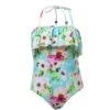 Snapper Rock WATERCOLOR FLORAL FRILL HALTER SWIMSUIT