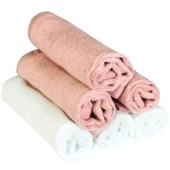 Copper Pearl 6 Ultra Soft Wash Cloths - Pink/White