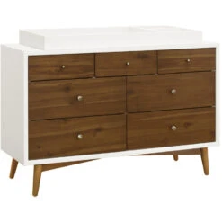 Babyletto Palma 7-Drawer Assembled Double Dresser -Baby Go Round Store M15916RWNL White Background 03
