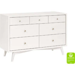Babyletto Palma 7-Drawer Assembled Double Dresser -Baby Go Round Store M15916RW White Background Main Greenguard 00
