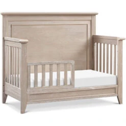 Monogram By Namesake Beckett Rustic 4-in-1 Convertible Flat Top Crib -Baby Go Round Store M24401SDB White Background 03 c0dcd3fe 3af3 4b58 aad0 3be3ae455f0c