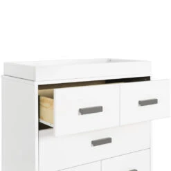 Babyletto Scoot 3-Drawer Changer Dresser With Removable Changing Tray -Baby Go Round Store M5823SLW White Background 03 65ab9f91 4163 4936 ada6 fad020d19345