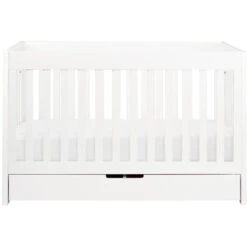 Babyletto Mercer 3-in-1 Convertible Crib With Toddler Bed Conversion Kit -Baby Go Round Store M6801W White Background 02