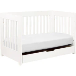 Babyletto Mercer 3-in-1 Convertible Crib With Toddler Bed Conversion Kit -Baby Go Round Store M6801W White Background 04