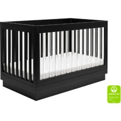 Babyletto Harlow 3-in-1 Convertible Acrylic Crib With Toddler Bed Conversion Kit -Baby Go Round Store M8601KB White Background Main Greenguard 00 3ad3cfc4 bbb5 4546 9f73 6fd5e54895fd