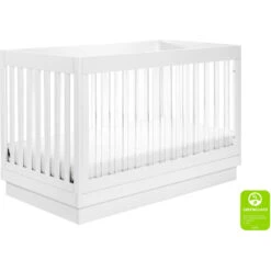 Babyletto Harlow 3-in-1 Convertible Acrylic Crib With Toddler Bed Conversion Kit -Baby Go Round Store M8601KW White Background Main Greenguard 00 18a6dd42 de81 4895 8d96 6991d70682bd