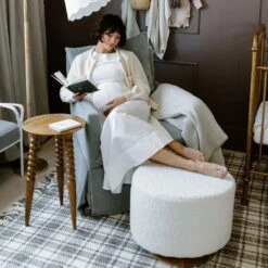 Oilo Small Stationary Oval Ottoman With Wood Base -Baby Go Round Store Oilostudio shoot4 ATP 66