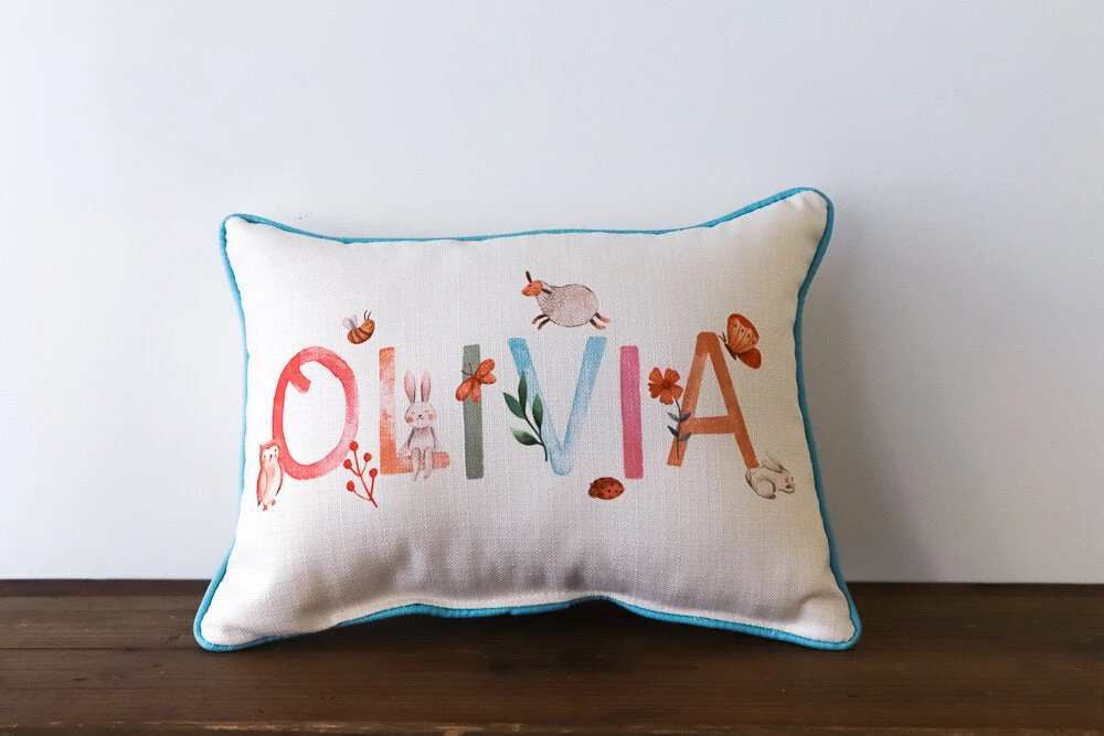 Little Birdie Arts Personalized Pillow - Woodland Girl 1 Little Birdie Arts Personalized Pillow - Woodland Girl