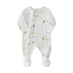 Coccoli Modal Zipper Footie - Cream Chicken