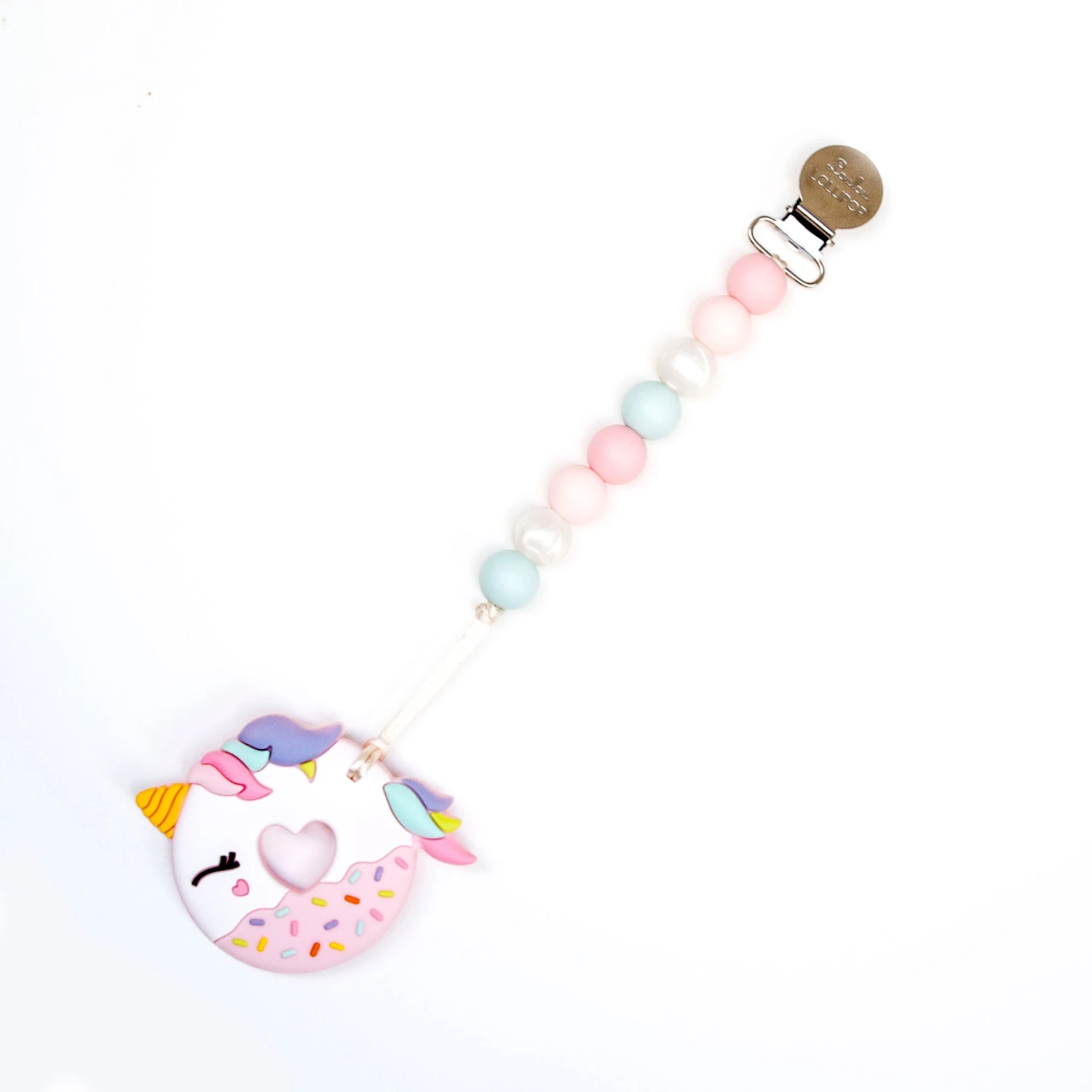 Loulou Lollipop Pink Unicorn Donut Teether With Holder Set - Image 2