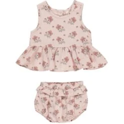 Quincy Mae Sleeveless Peplum Set || Vintage Floral