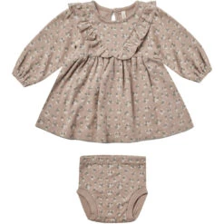 Quincy Mae Long Sleeve Ruffle V Dress | Truffle Floral