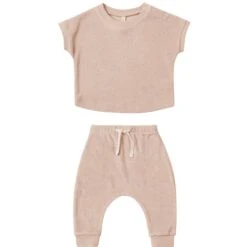 Quincy Mae Terry Tee + Pant Set | Blush