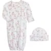 Baby Club Chic Toile De Jouy Pink Gown & Hat Set
