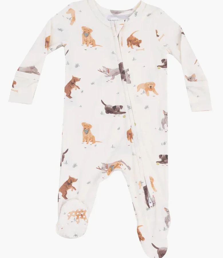 Angel Dear Watercolor Puppies 2-Way Zipper Footie 1 Angel Dear Watercolor Puppies 2-Way Zipper Footie